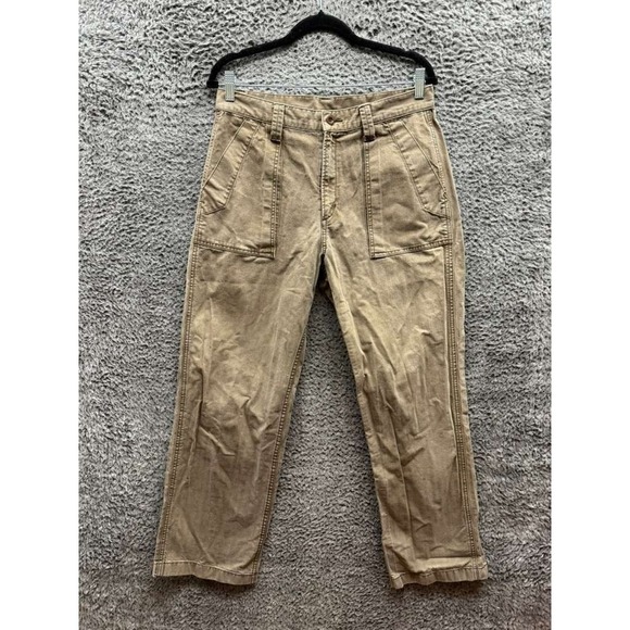 Global Work High Rise Straight Leg Utility Denim Pants Brown Mens Size XL